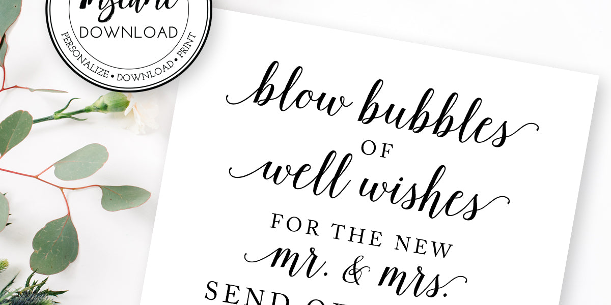 Bubbles Send Off Sign Template, Couples Send Off Wedding Printable ...