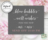 blow bubbles of well wishes wedding send off sign template