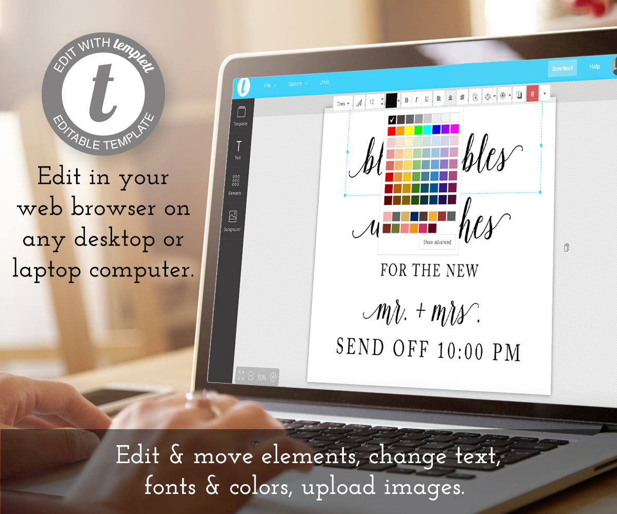 blow bubbles of well wishes wedding send off sign template