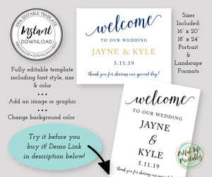Wedding Welcome Sign Editable Template, Wedding Printable – Artful Life ...