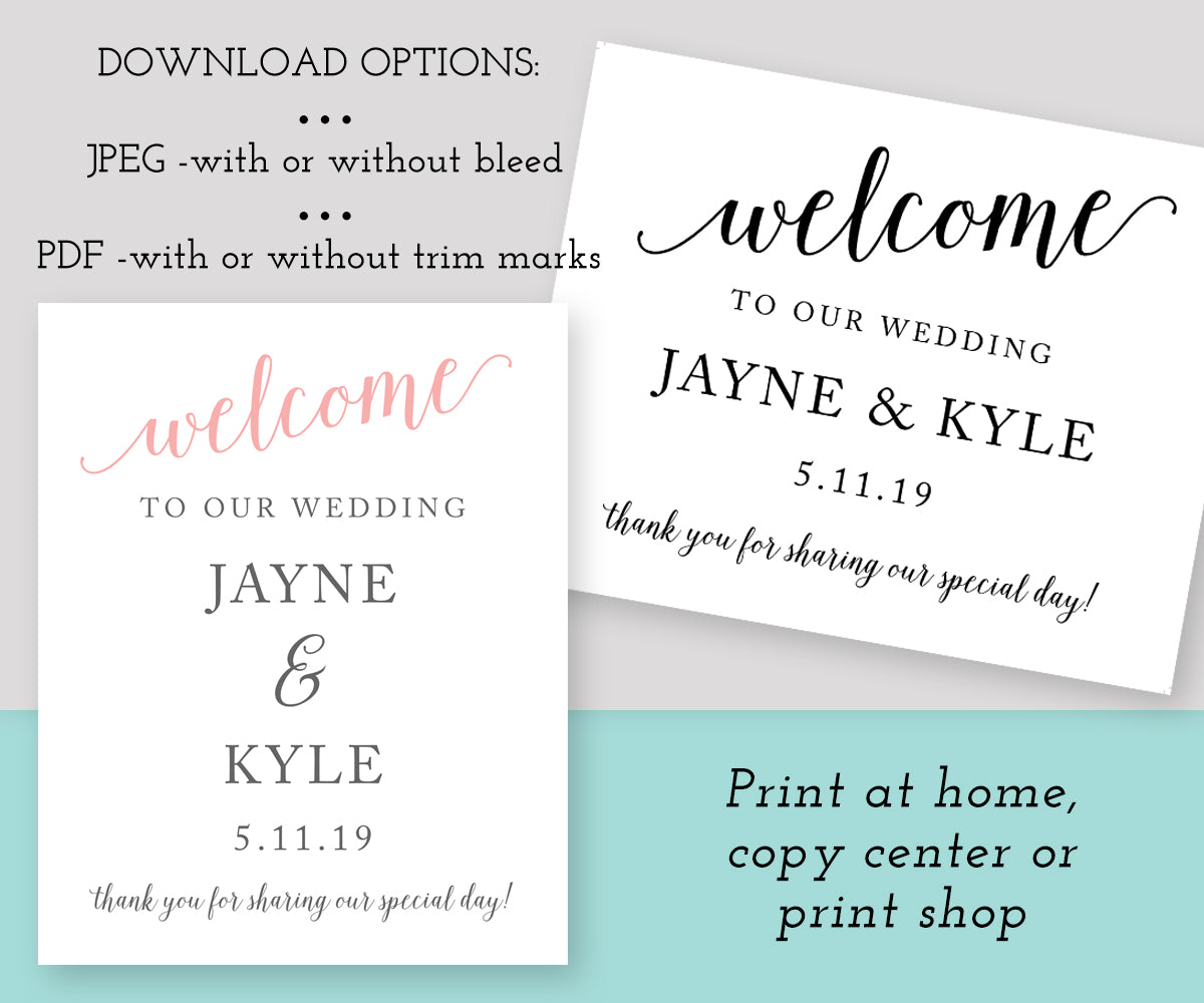 Wedding Welcome Sign Editable Template 
