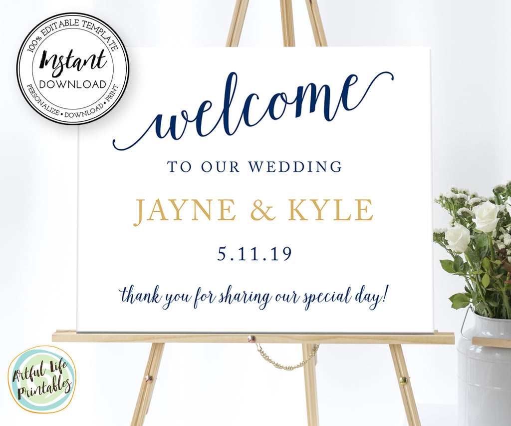 Wedding Welcome Sign Editable Template 