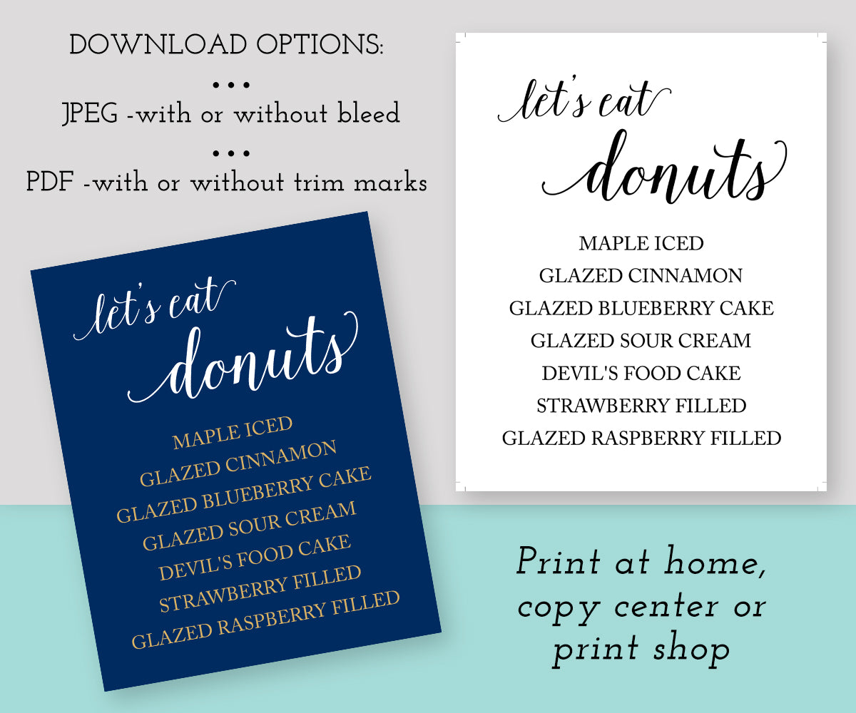 lets eat donuts, donut sign template, editable wedding sign