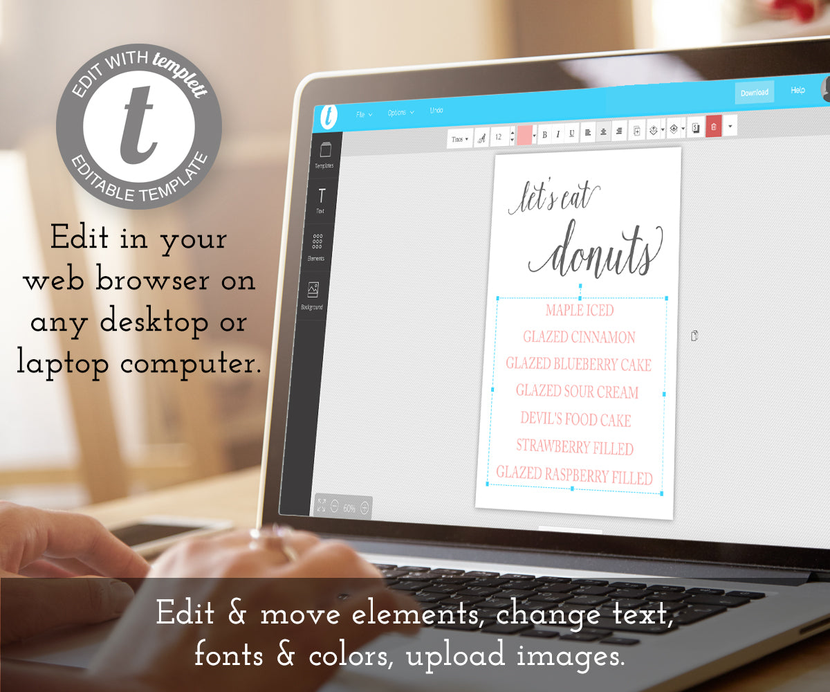 editable donut flavor sign template