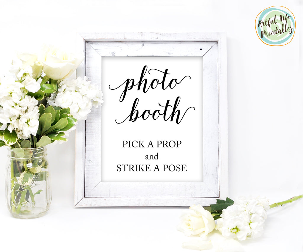Photo Booth Sign Printable Pick A Prop and Strike A Pose