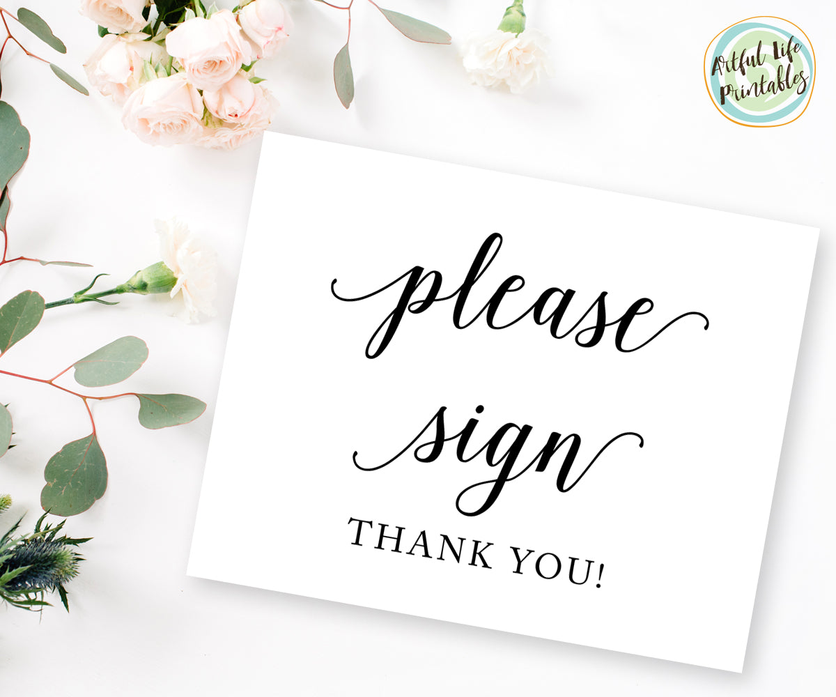 Please Sign, Wedding Guest Book Sign Printable