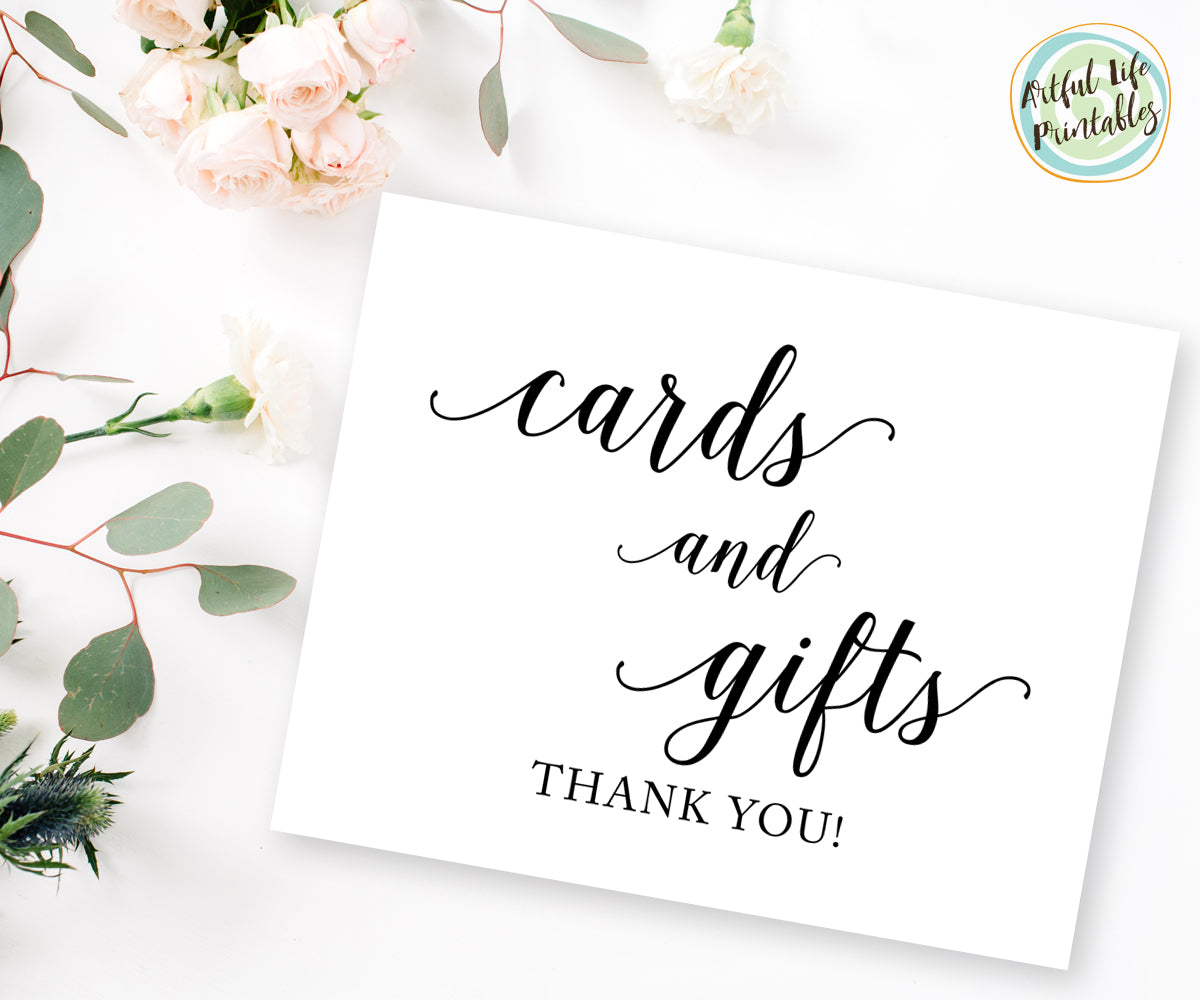 Cards and Gifts Sign, Gift Table Sign Printable, Wedding Printable – Artful  Life Designs