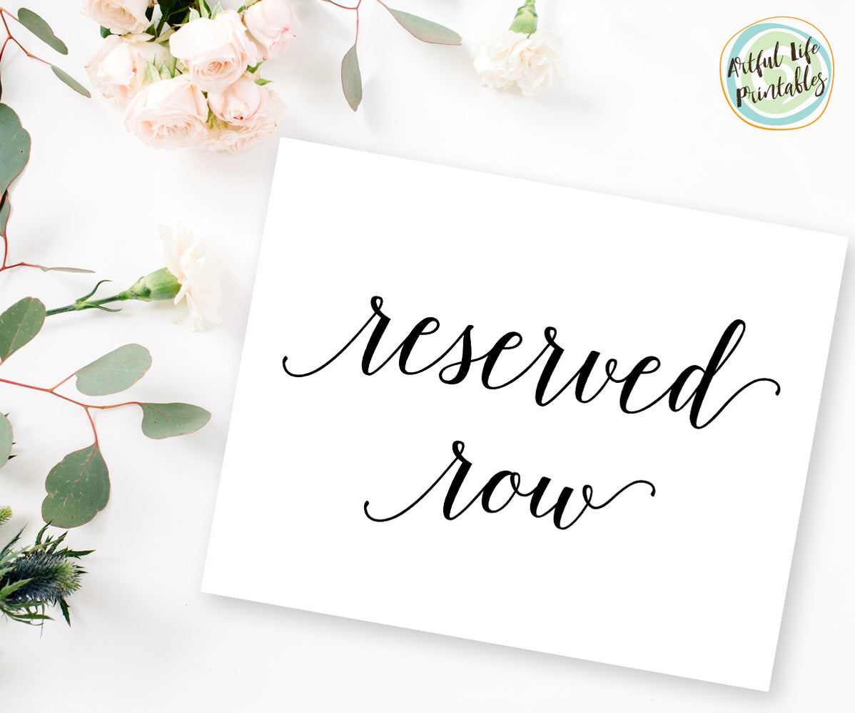 Reserved Row Sign, Reserved Row Sign Printable, Wedding Printable ...