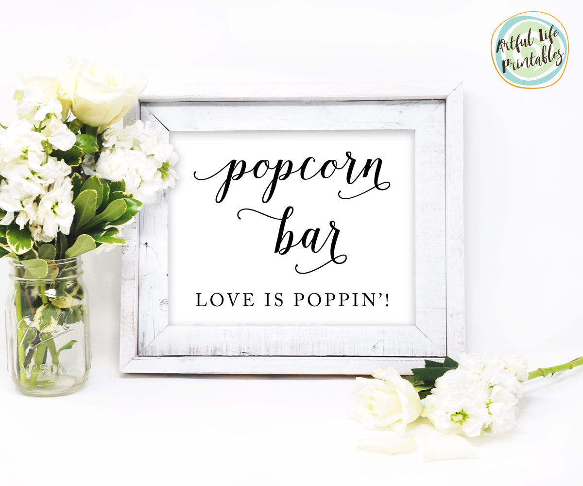 Popcorn Bar Sign Printable Love is Poppin'