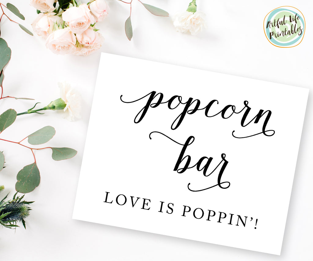 Popcorn Bar Sign Printable Love is Poppin'