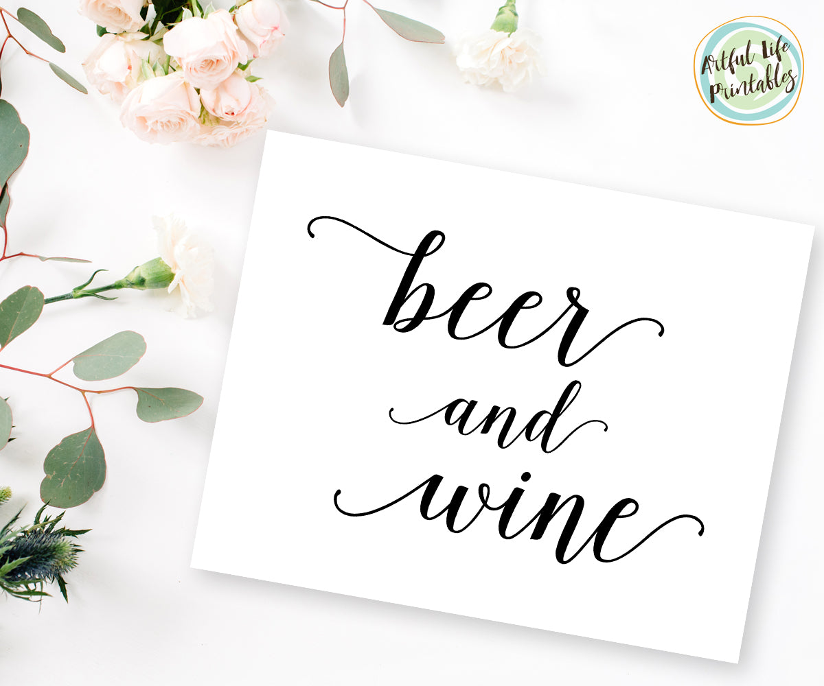 Digital Beer and Wine Sign Wedding Printable