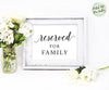 Reserved for Family Sign, Wedding Sign Printable