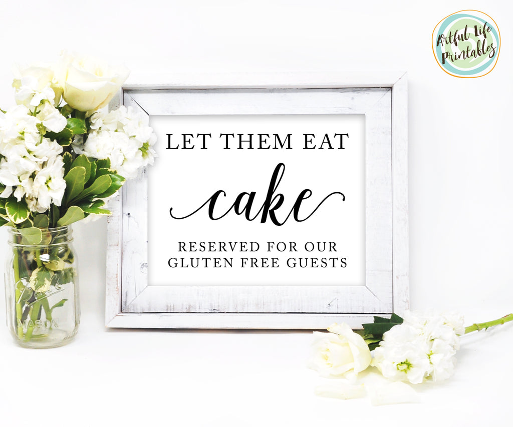 Gluten Free Wedding Cake Sign Printable, let them eat cake wedding printable