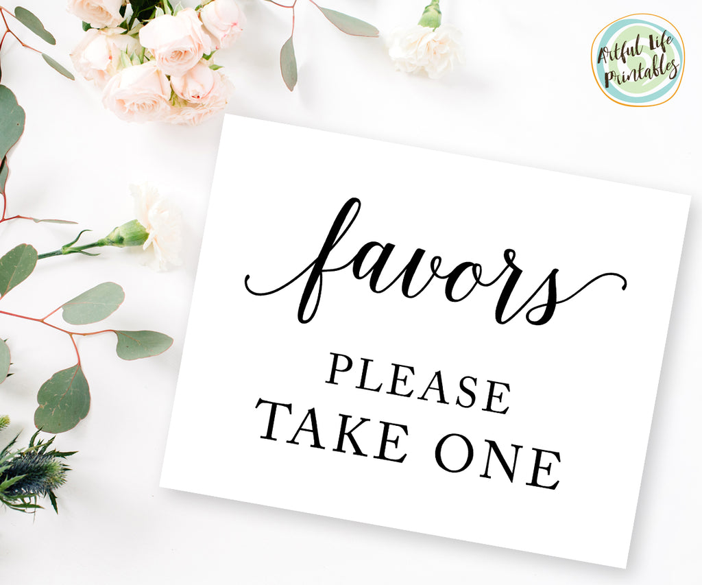 Favors Please take one sign wedding sign printable