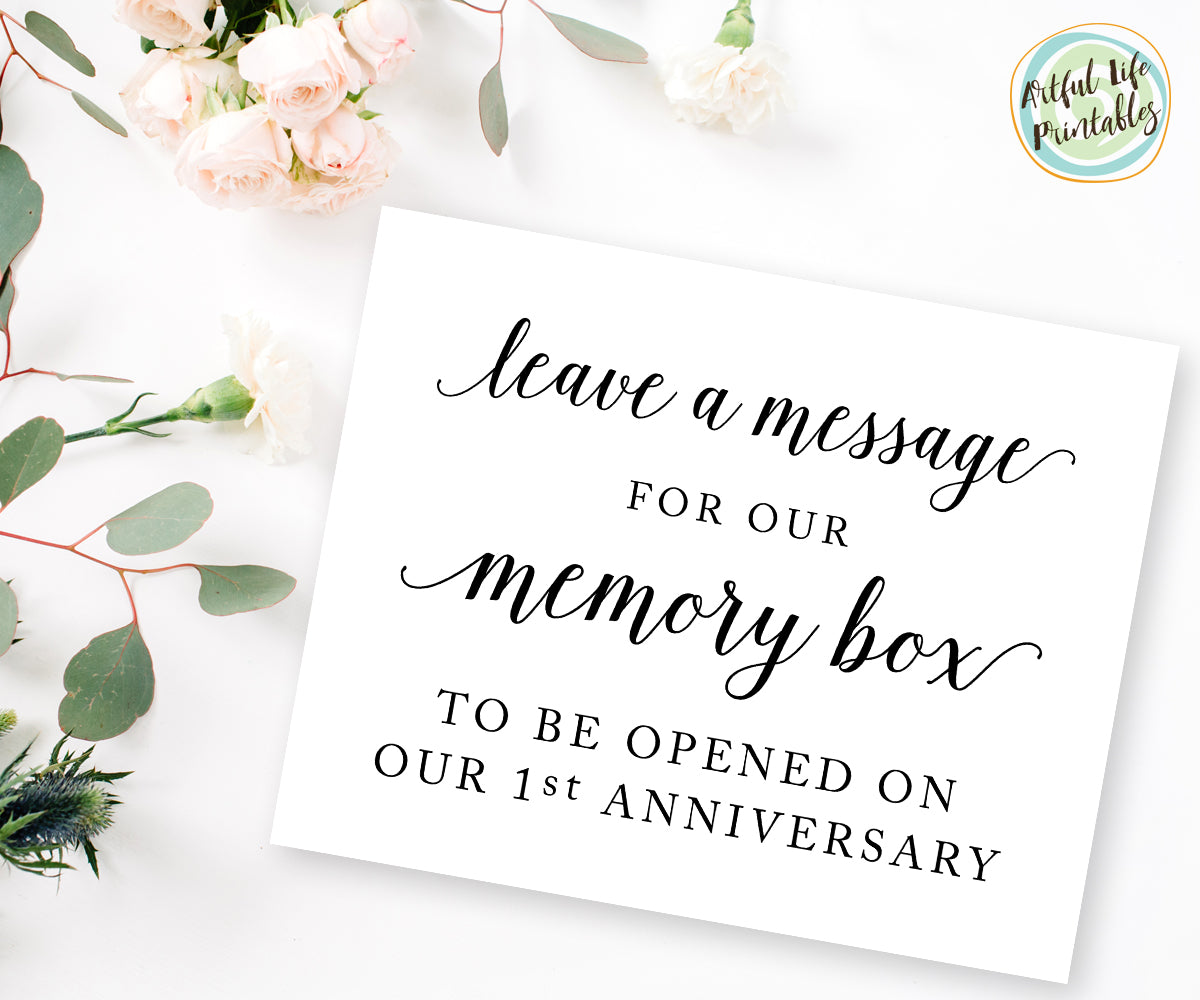 Leave a message for our memory box wedding printable