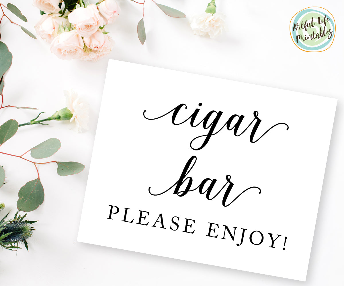 Cigar Bar Sign, Wedding Printable
