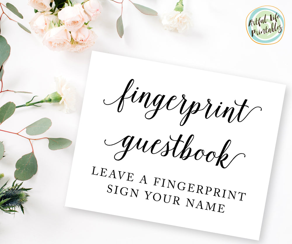 Fingerprint Guestbook Sign, Guest book Sign Wedding Printable Artful