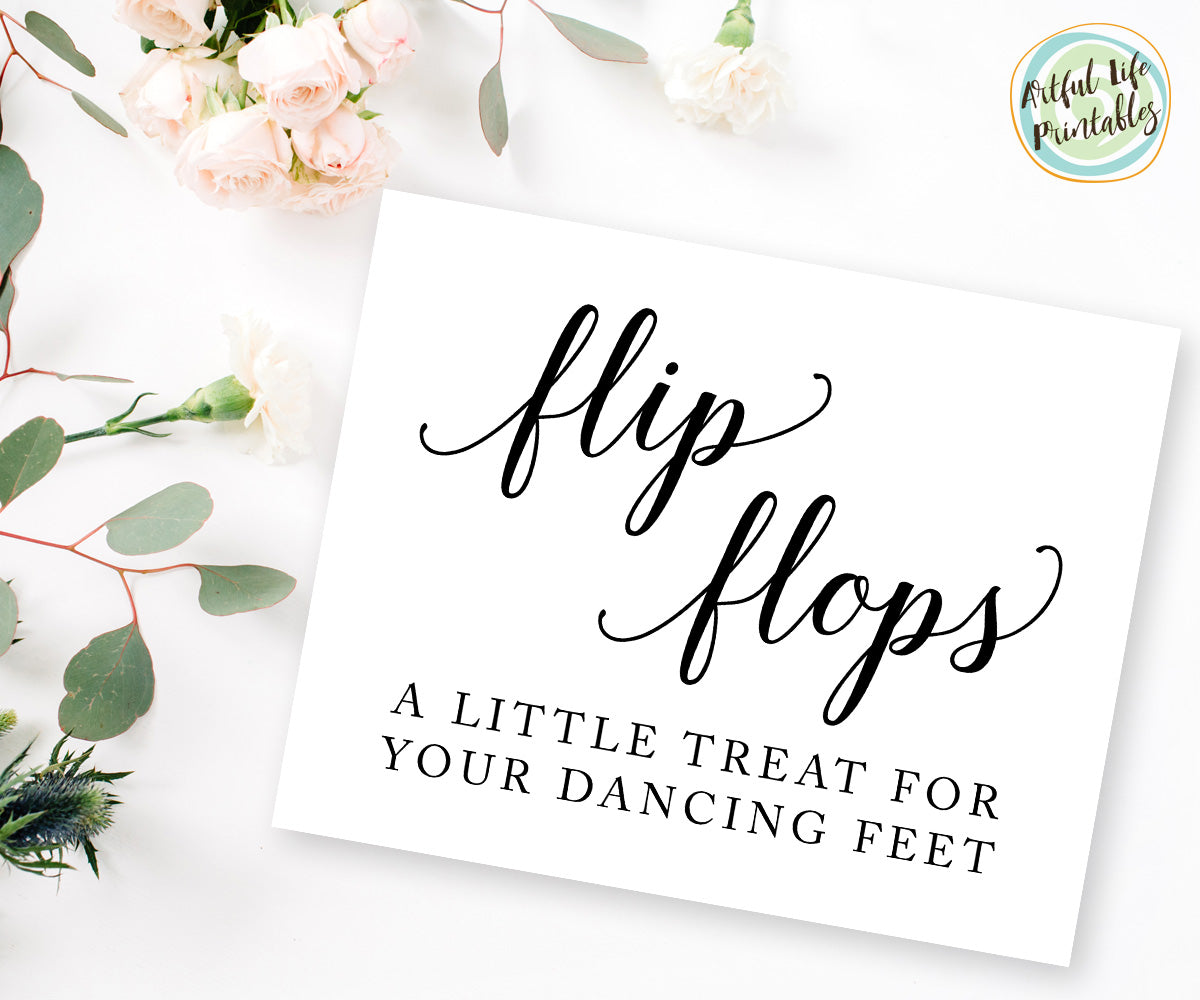 flip flops a little treat for your dancing feet wedding printable