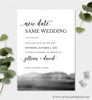 Change of Wedding Date, New Wedding Date, Rescheduled Wedding, Digital Announcement, Editable, Instant Download Template