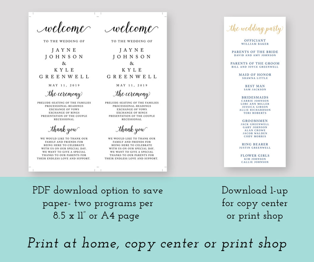 Editable Wedding Program, Wedding Program Template, Wedding Printable ...