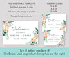 Floral Wedding or Bridal Shower Horizontal Welcome Sign Editable Template