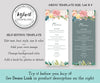 Floral Wedding Menu Editable Template 3.68 x 9 inches