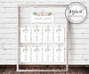 Pink Floral Wedding Seating chart with card on a display