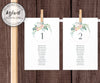 Pink Blush Floral Wedding Seating Chart Cards Editable Template
