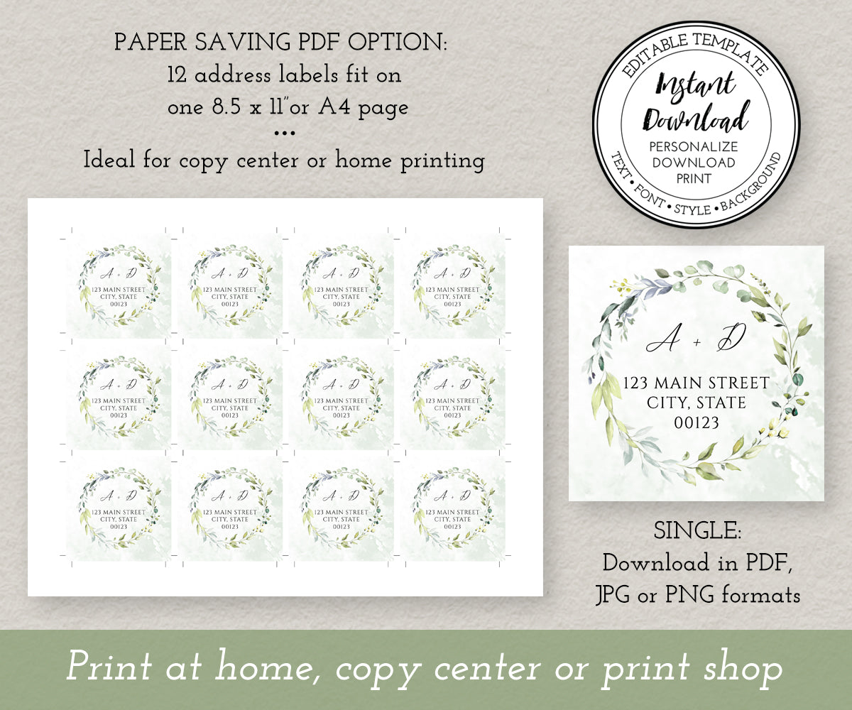 download options to save paper for wedding return address labels