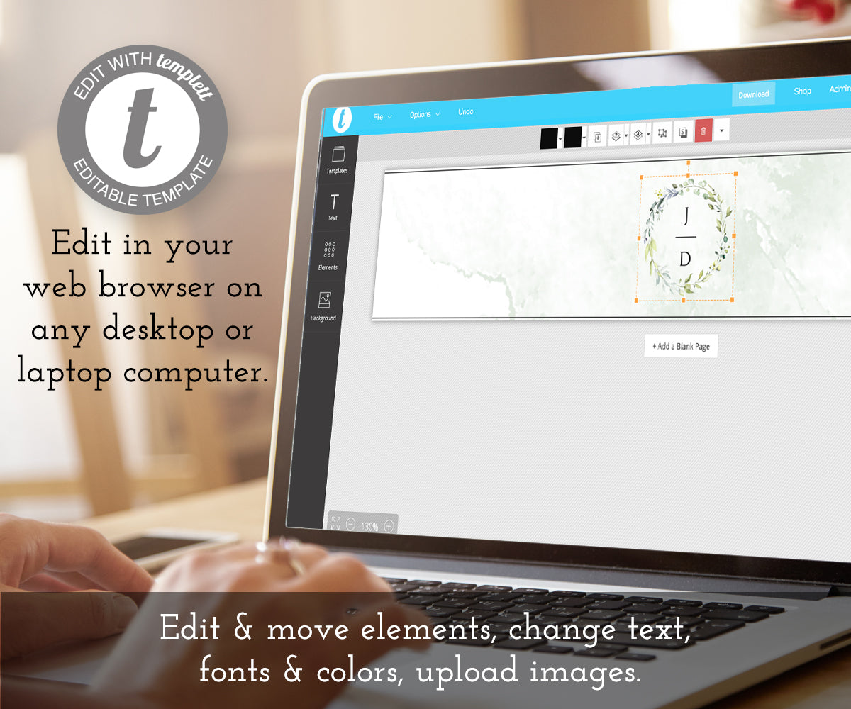 how to edit a greenery wedding invitation belly band online using templett software
