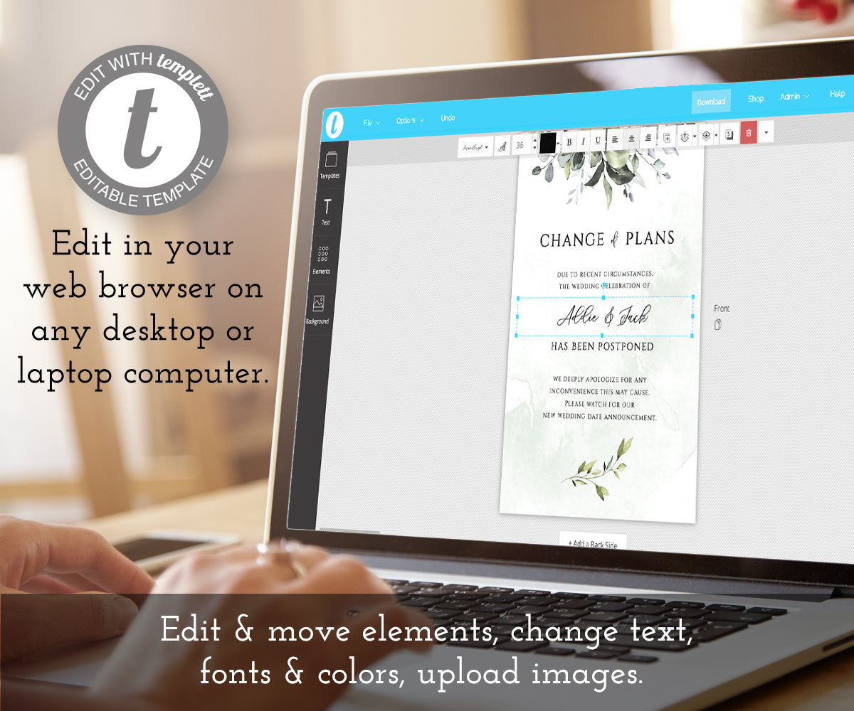 How to edit on a computer change of plans card