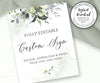 Greenery, Vines, Eucalyptus design of 8 x 10 inch custom sign template for wedding or shower signs