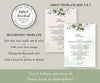 Greenery wedding menu 5 x 7 editable template
