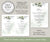 Download options for 5 x 7 greenery wedding menu shown as a single and 2 on a page