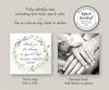  Greenery square wedding or shower favor tag shown front and back 