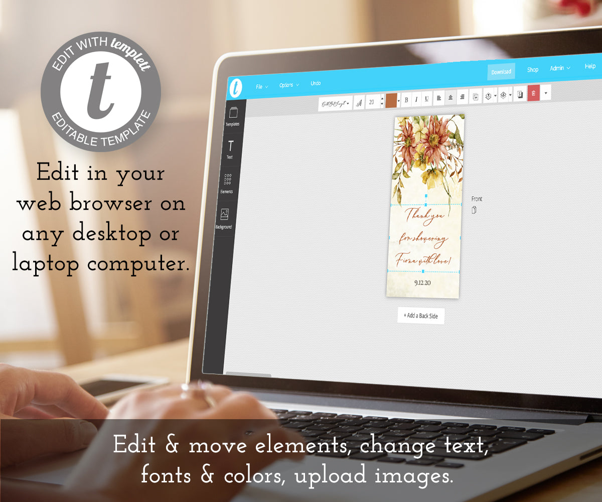 Edit online at templett.com Fall Floral Rustic Bridal or Couples Shower Favor Tags