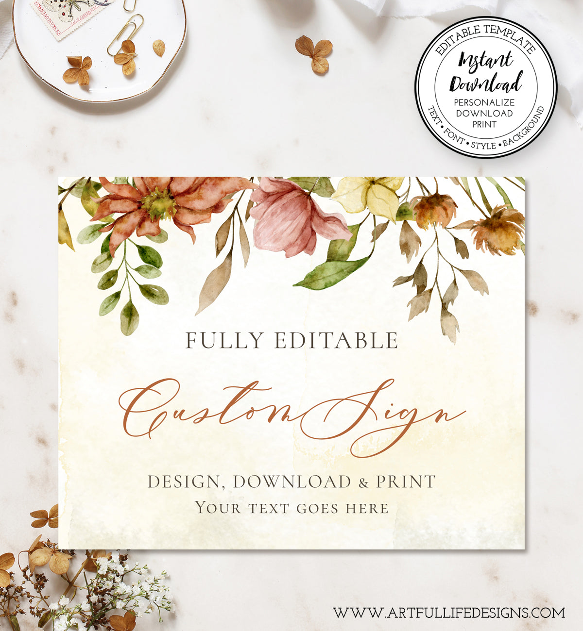 Rustic Fall Floral Custom sign 