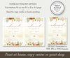 Paper saving download option for fall wedding rehearsal dinner invitation template, two per sheet or single.