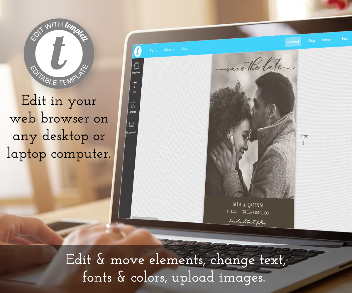Edit online at templett Photo Save the Date, wedding date announcement card template