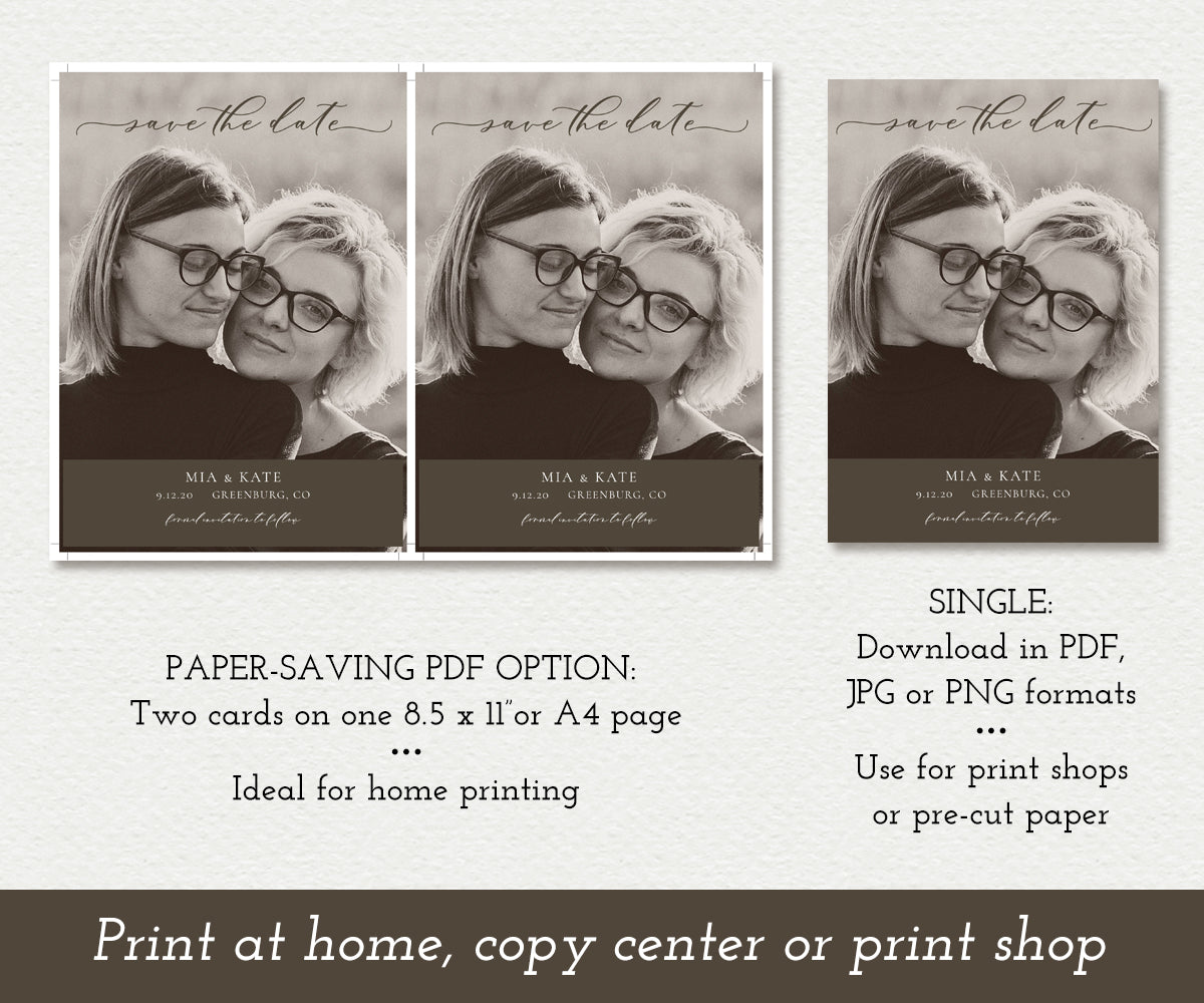 Paper saving option, Rustic Photo Save the Date card