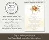 Rustic Fall floral wedding menu template 5 x 7