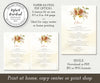Rustic Fall floral wedding menu template paper saving option