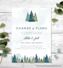 Change of Plans, Postponed Wedding Announcement, Rescheduled Wedding Postcard, Editable Template, Instant Download, Mountains Trees