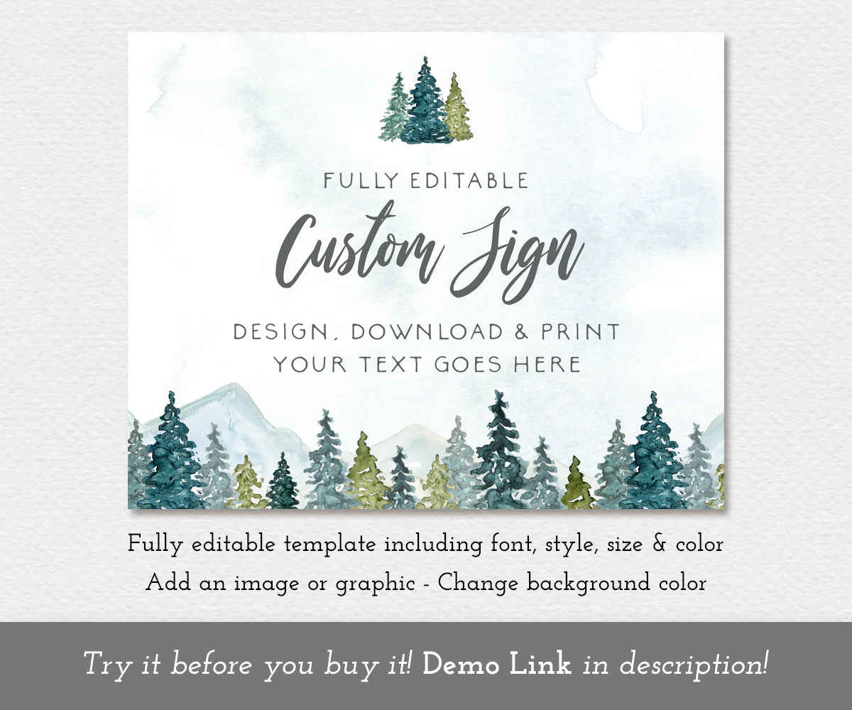 mountains and pines landscape format custom sign template