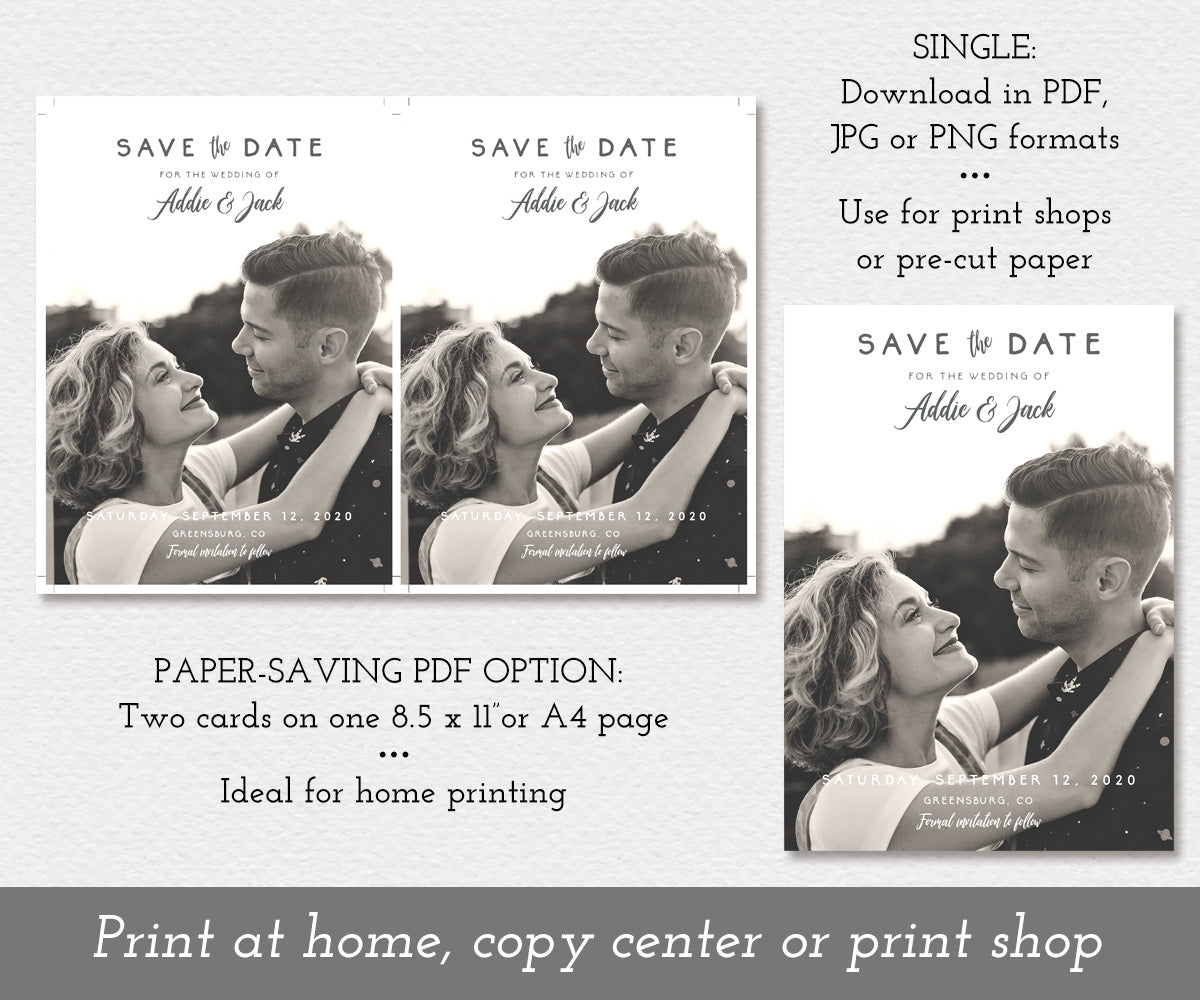 paper saving option for photo save the date card template