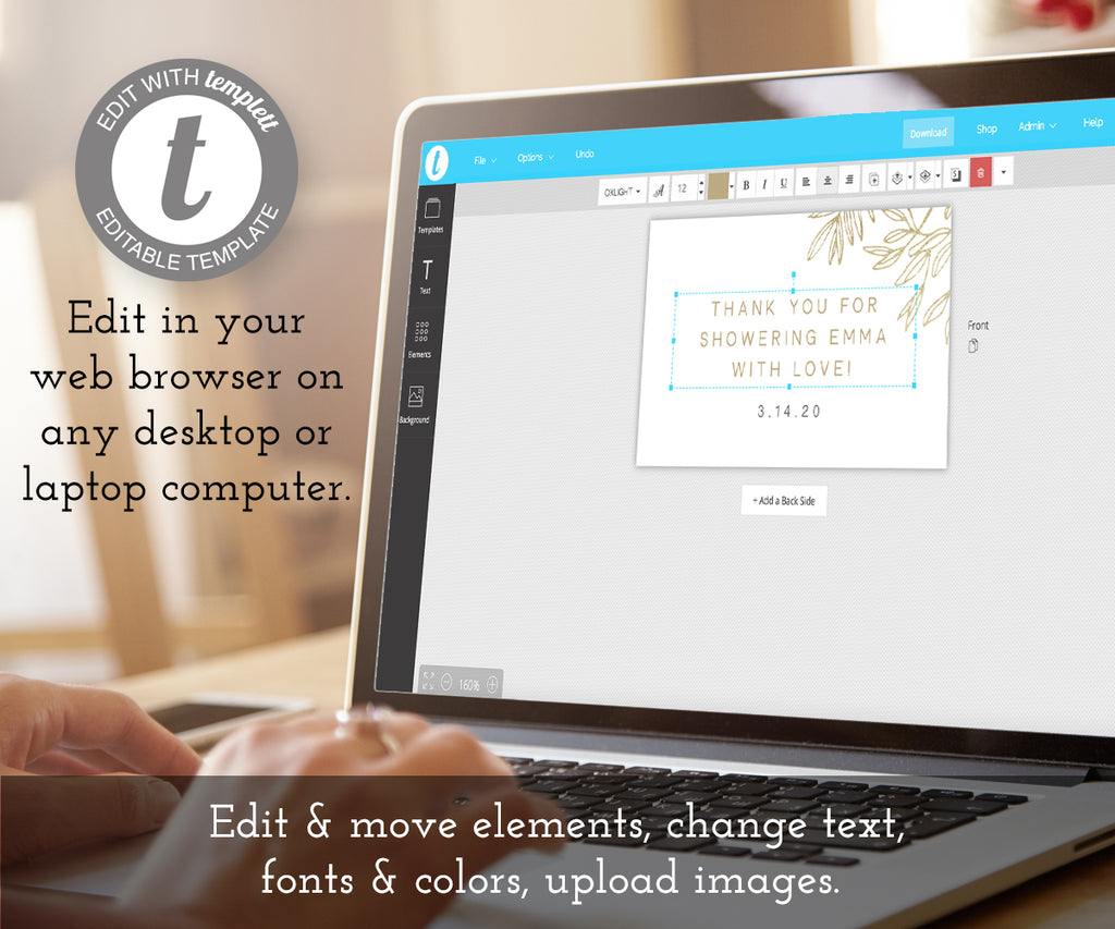 Edit online at templett, modern minimalist favor tag shower templates