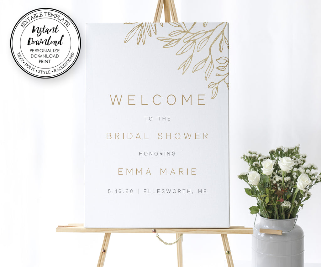 Modern Minimalist Bridal Shower Welcome Sign