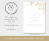 modern minimalist couples shower invitation with faux gold sketched leaves, editable template, 5 x 7"