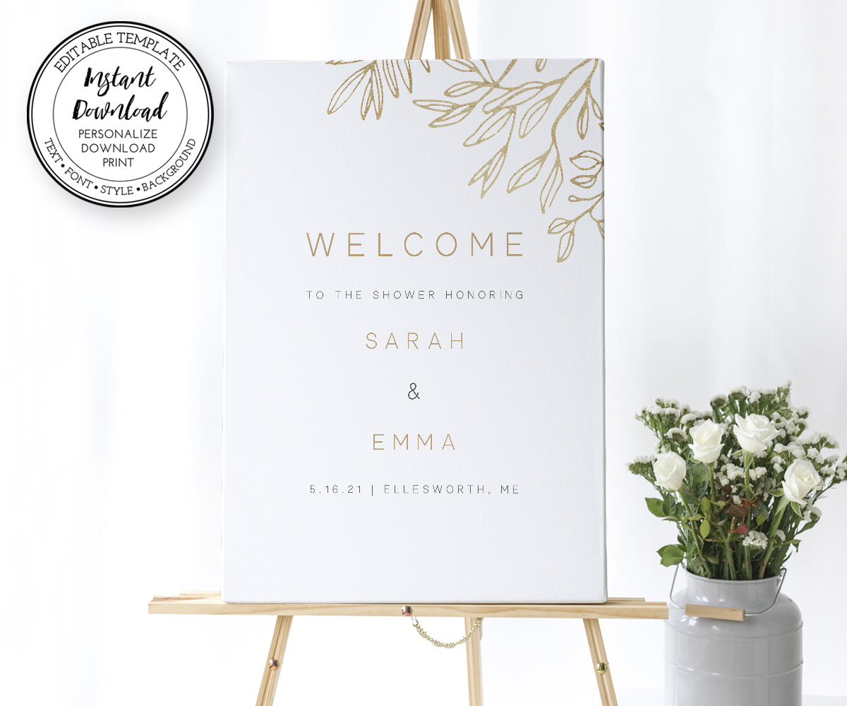 Modern minimalist couples shower welcome sign