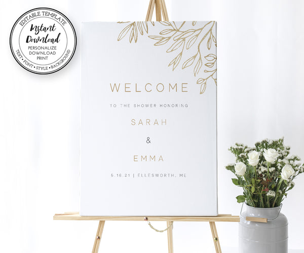 Modern minimalist couples shower welcome sign